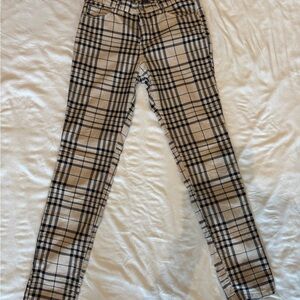 Burberry Look by H&M Checkered Skinny Fit Pants in Beige and Black